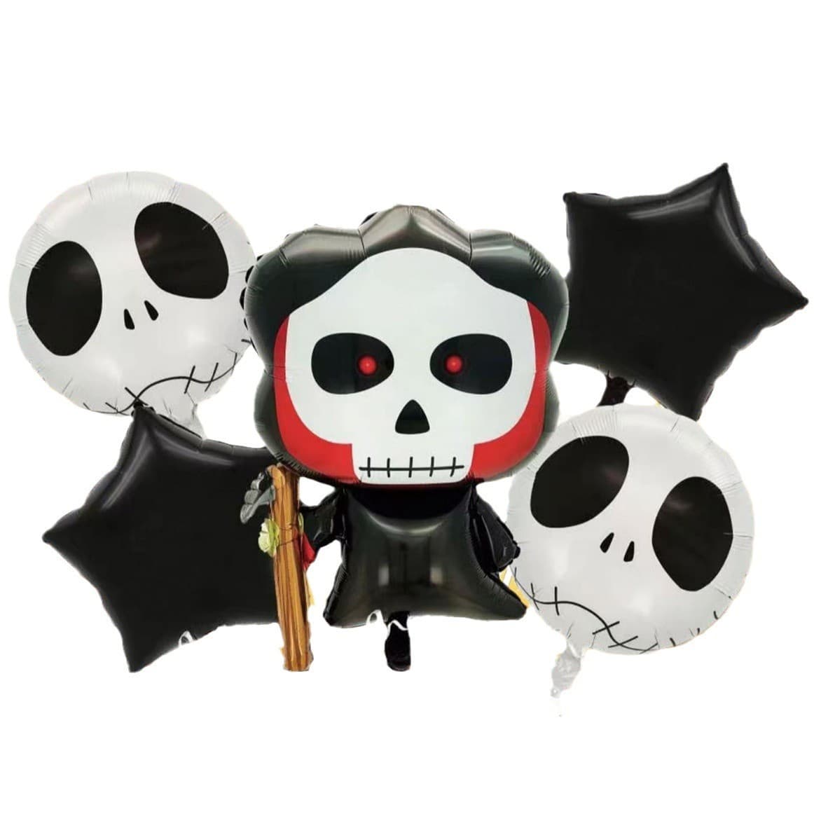 Set 5 Baloane din Folie Metalizata, Flippy, Figurine, Tema Halloween, Pai Inclus, Ambalaj Individual, Umflare cu Aer sau