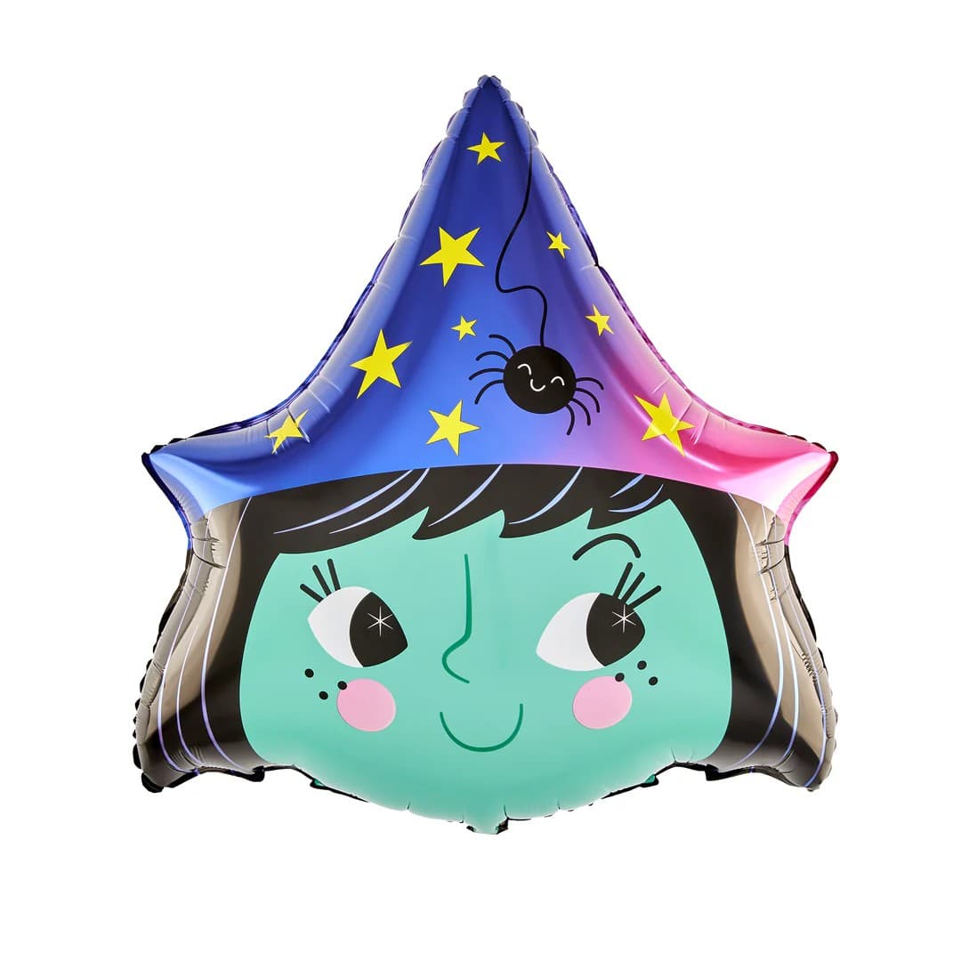 Baloane Halloween, Flippy, set din 5 Baloane, 1 Little Witch Halloween, 2 stele negre, 2 baloane rotunde multicolore, din