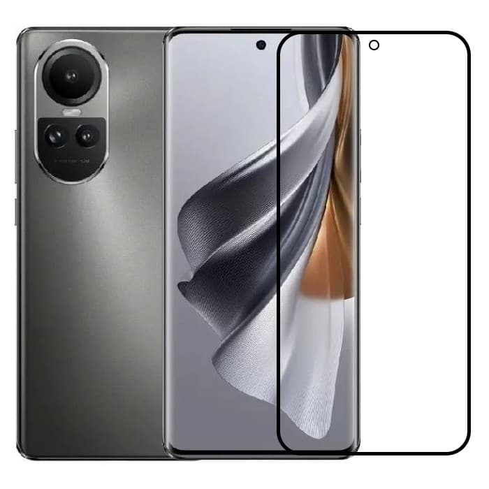 Folie Sticla Securizata, Flippy, Compatibila cu Oppo Reno 10, Full Glue, Margini Negre, Transparent
