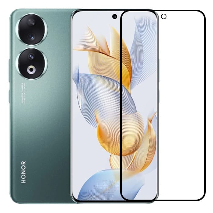 Folie Sticla Securizata, Flippy, Compatibila cu Honor 90, Full Glue, Margini Negre, Transparent