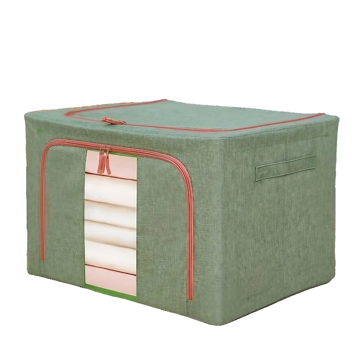 Cutie de Depozitare Pliabila, Flippy, Cu fermoar Bidirectional, 66 L, Textil, 50x40x33 cm, Cadru Metalic, o Fereastra