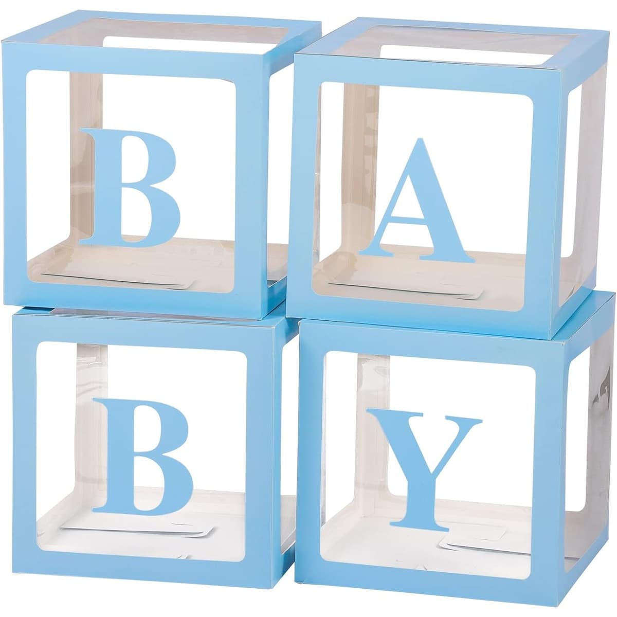 Set 4 Cutii pentru Baloane, Flippy, Model Scris Baby, Tematica Iubire, Cuburi Decorative din Plastic, Accesorii pentru