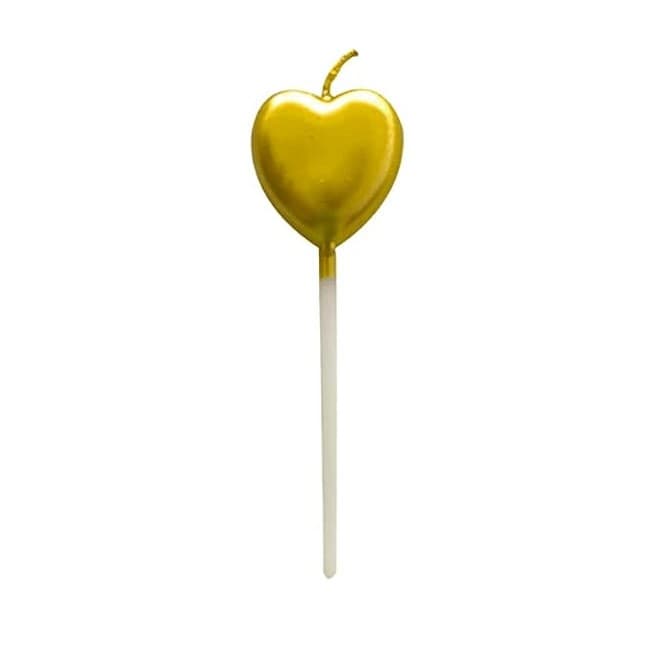 Lumanare de Tort, Flippy, Model Inima, Party, 8.5 x 3 cm, Auriu