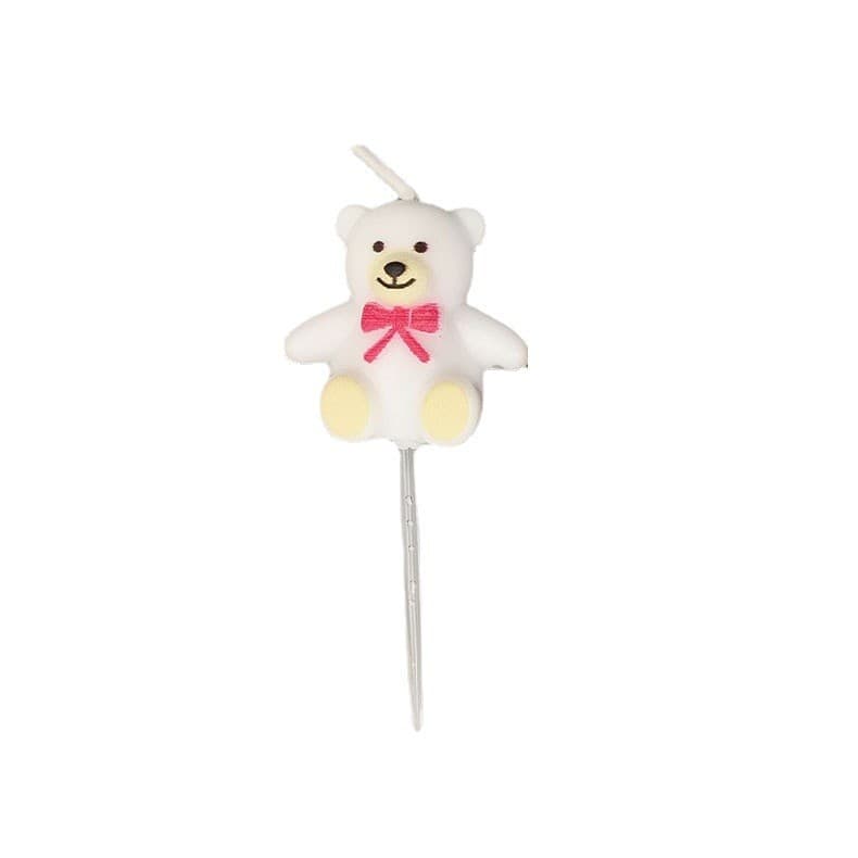 Lumanare de Tort, Flippy, Model Ursulet, Party, 8 x 3.2 cm, Alb