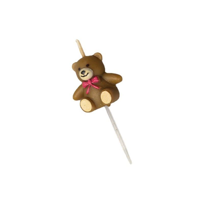 Lumanare de Tort, Flippy, Model Ursulet, Party, 8 x 3.2 cm, Maro