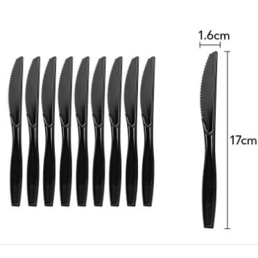 Set 10 Cutite de Unica Folosinta, Flippy, Plastic, 17x1.6 cm, negru