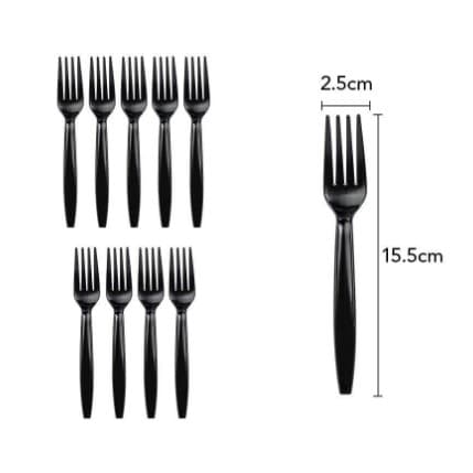 Set 10 Furculite de Unica Folosinta, Flippy, Plastic, 15.5x2.5 cm, negru