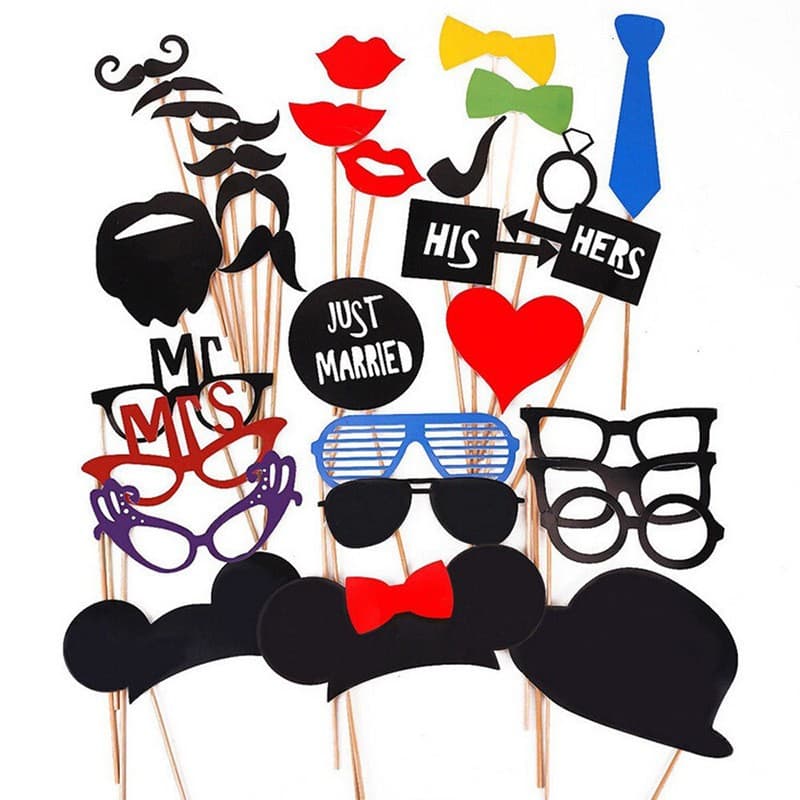 Set 31 de Accesorii pentru Petrecere, Flippy, Props pentru Coltul de Poze, Ochelari, Palarii, Mustata, Cravata, Tematica