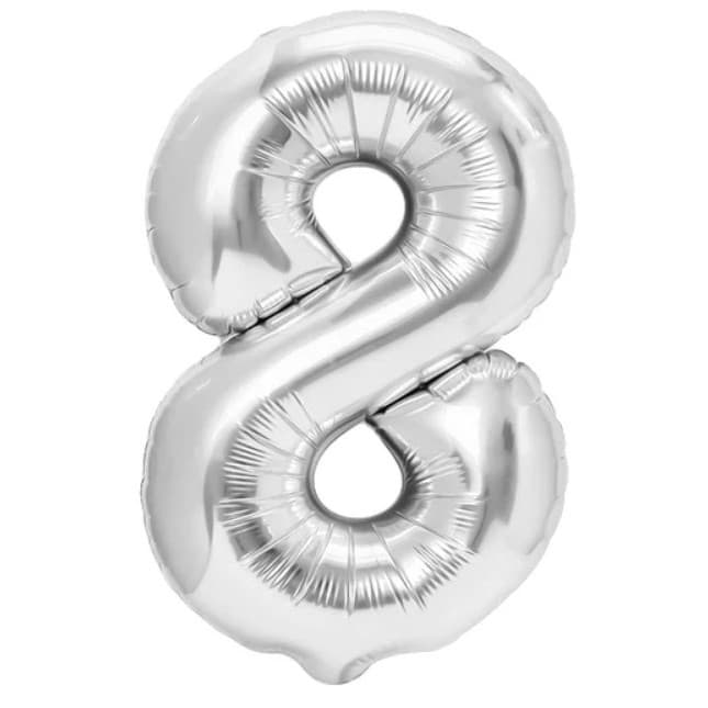Balon din Folie Metalizata, Flippy, Figurina Cifra, Tema Aniversare 80 cm, Ambalaj Individual, Pai inclus, Umflare cu Aer