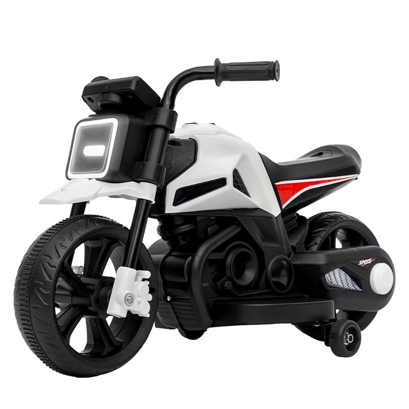Motocicleta Electrica cu 2 Roti Mari si 2 Roti Ajutatoare, Flippy, Acumulator Incarcare, Anti-Rasturnare, Lumini, Muzica