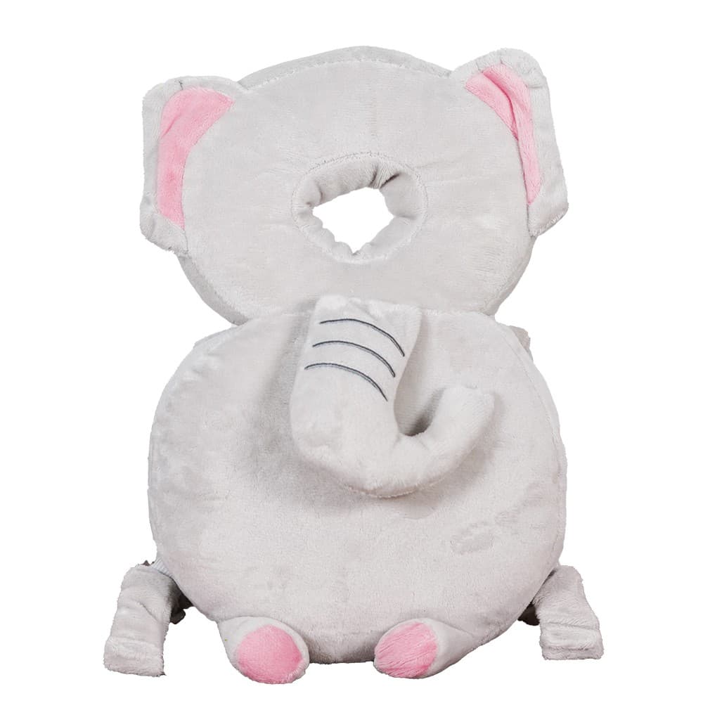 Perna tip Rucsac pentru Protectia Capului, Flippy, Tetiera tip Elefant de Plus, pentru Bebelusi, 33x6x19 cm, 180 g, Gri
