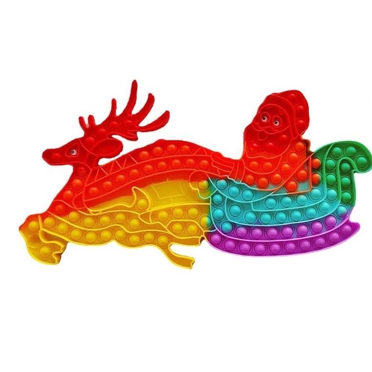 Jucarie Antistres, Flippy, Tip Pop It Now and Flip It, Sania Lui Mos Craciun cu Renul, 42 x 21 cm, Multicolor