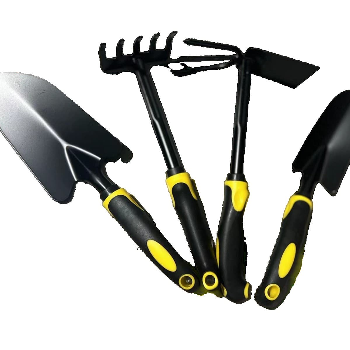 Set 4 Unelte de Gradina Flippy, pentru Plantare, Prelucrare Sol si Ingrijire Plante, Material PVC Carbon, Grebla, Sapaliga