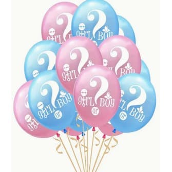 Set 10 Baloane din Latex, Flippy, Model Party Gender Reveal, 30 cm, Roz Albastru