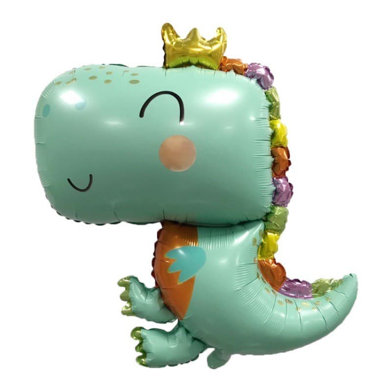 Balon din Folie Metalizata, Flippy, Figurina Dinozaur, Tema Animalute, 75-80 cm, Ambalaj Individual, Pai Inclus, Umflare cu