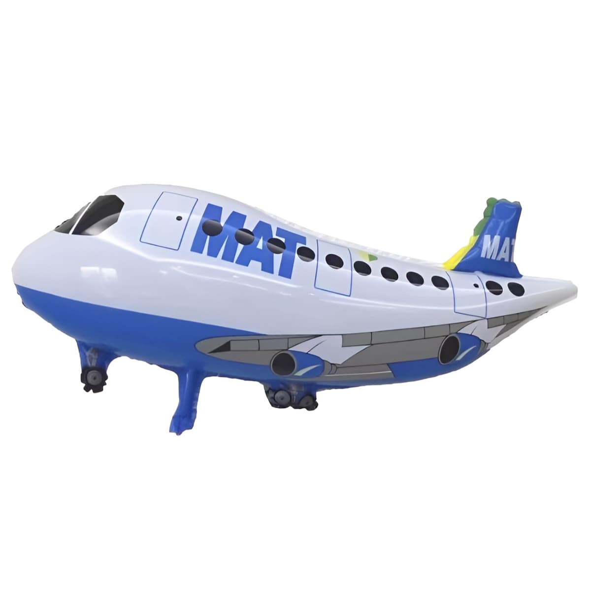 Balon din Folie Metalizata, Flippy, Figurina Avion, Tema Aeronava, 44x82.5 cm, Ambalaj Individual, Pai Inclus, Umflare cu