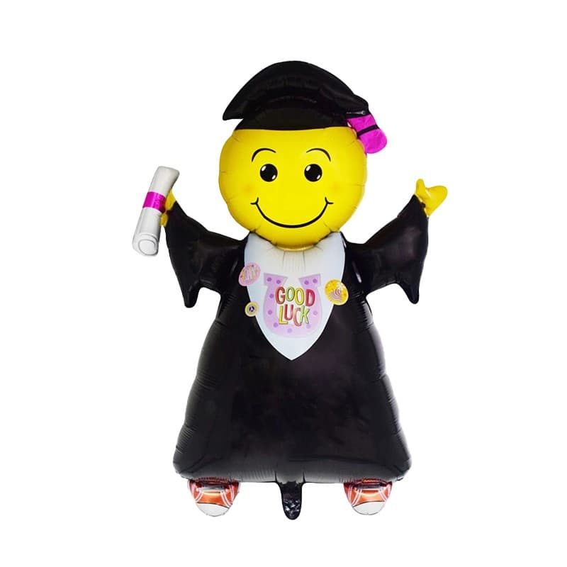Balon din Folie Metalizata, Flippy, Figurina Absolvent, Tema Absolvire, 91x62 cm, Ambalaj Individual, Pai Inclus, Umflare cu