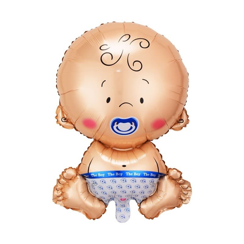 Balon din Folie Metalizata, Flippy, Figurina Baietel, Tema Botez, 73x48 cm, Ambalaj Individual, Pai Inclus, Umflare cu Aer