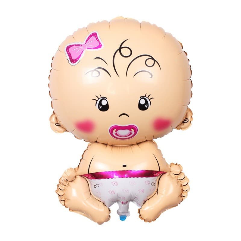 Balon din Folie Metalizata, Flippy, Figurina Fetita, Tema Botez, 73x48 cm, Ambalaj Individual, Pai Inclus, Umflare cu Aer