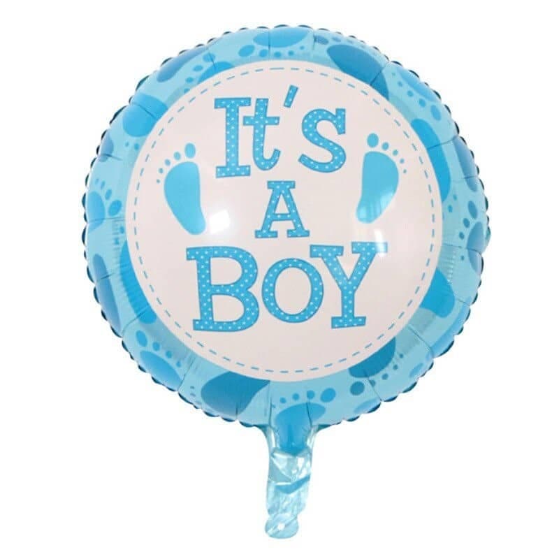 Balon din Folie Metalizata, Flippy, Figurina Rotunda, Model It's a Boy, Tema Gender Reveal, 45 cm, Ambalaj Individual, Pai