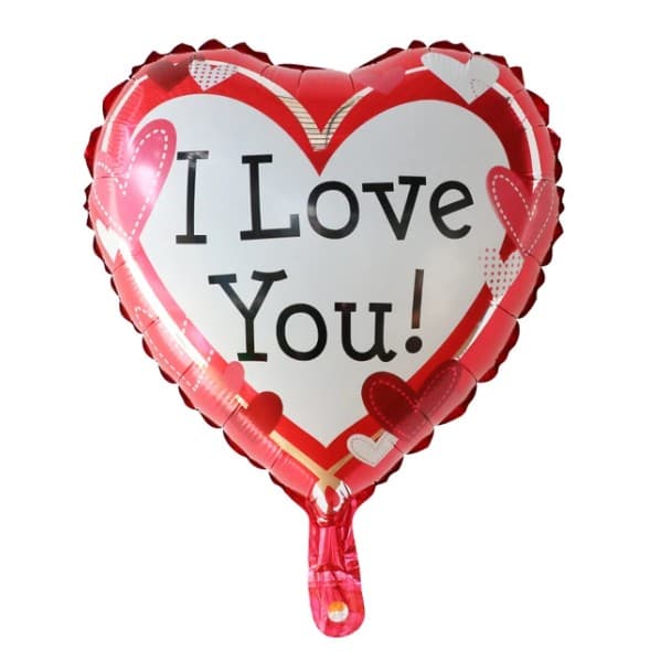 Balon din Folie Metalizata, Flippy, Figurina Inima, Model I Love You, Tema Ziua Indragostitilor, 45 cm, Ambalaj Individual