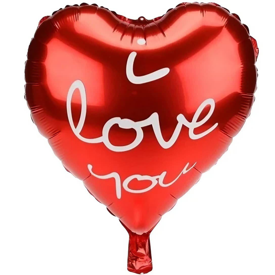 Balon din Folie Metalizata, Flippy, Figurina Inima, Model I Love You Scris de Mana, Tema Ziua Indragostitilor, 45 cm