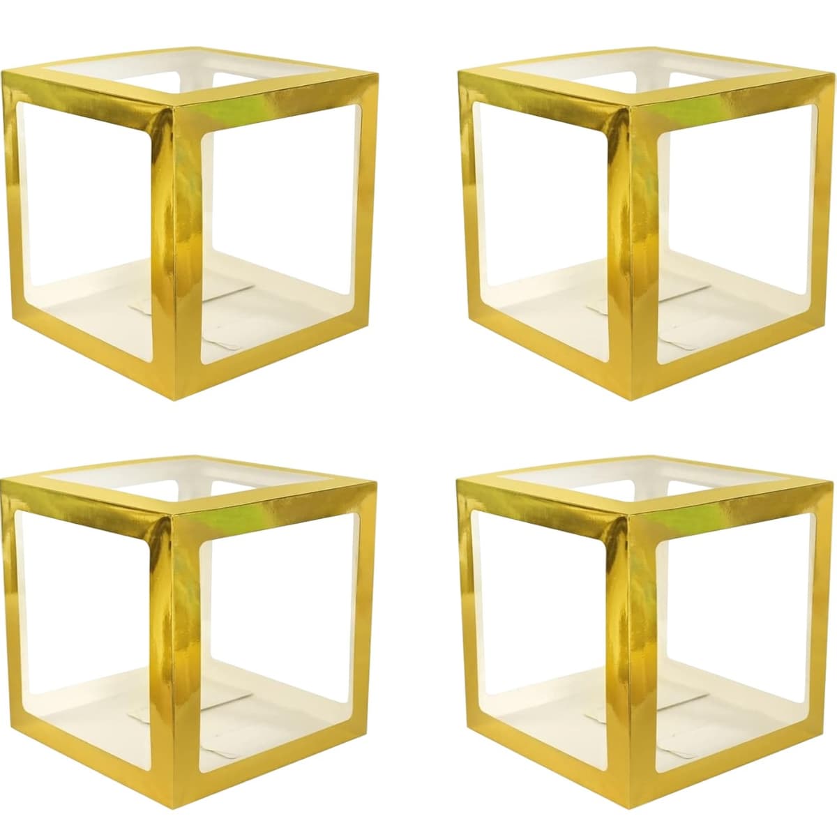 Set 4 Cutii pentru Baloane, Flippy, Model Simplu, Tematica Aniversare, Cuburi Decorative din Plastic, Accesorii pentru