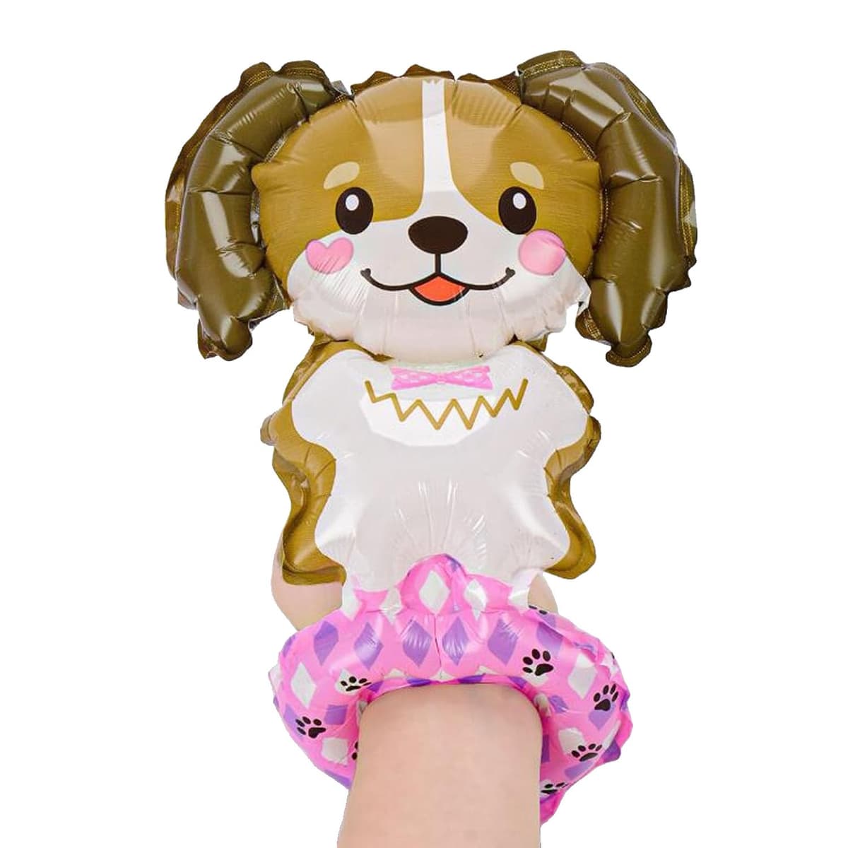 Balon din Folie Metalizata, Flippy, Figurine Animalute, Tip Bratara, Model Catel, 13 x 35 cm, Ambalaj Individual, Pai