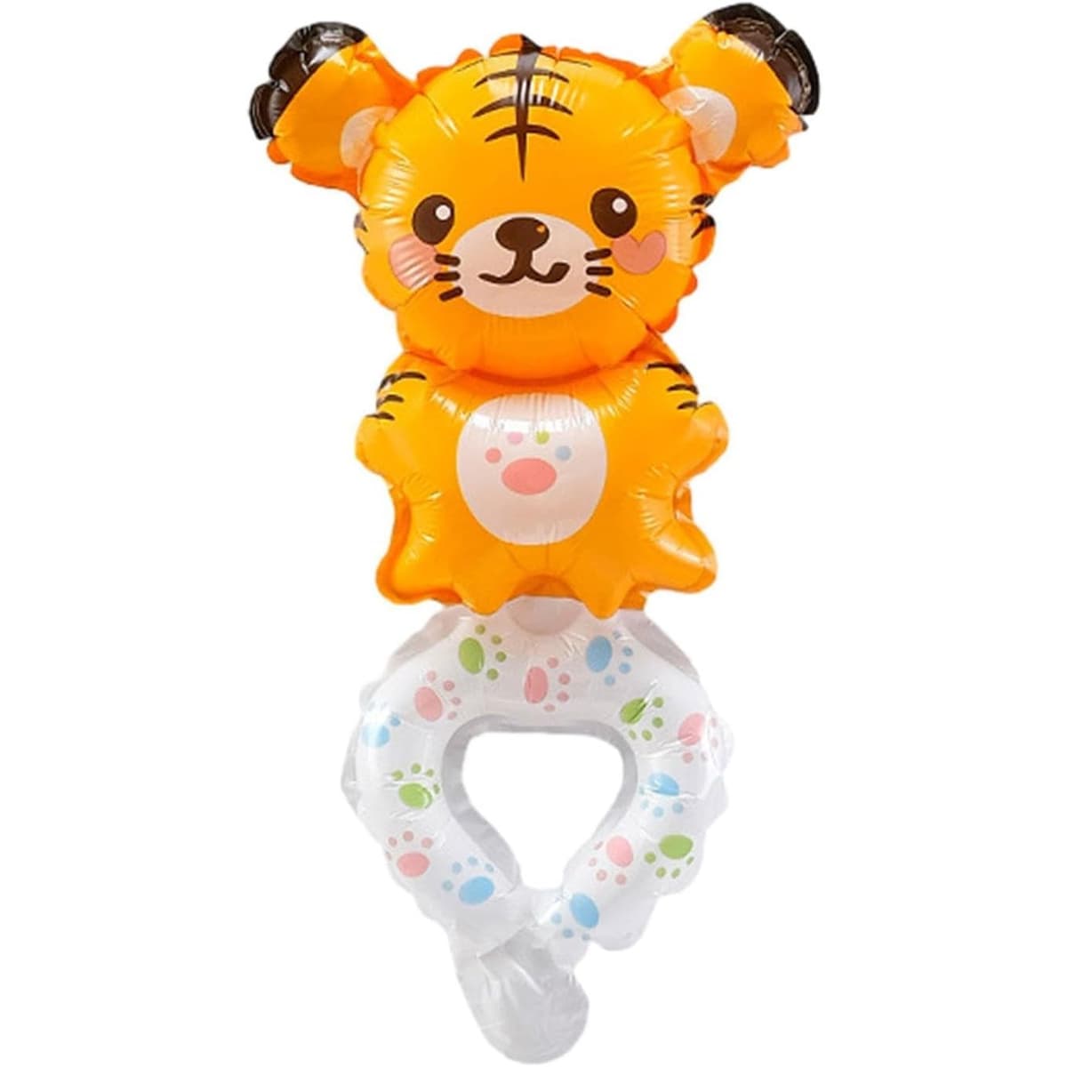 Balon din Folie Metalizata, Flippy, Figurine Animalute, Tip Bratara, Model Tigru, 17x34 cm, Ambalaj Individual, Pai Inclus