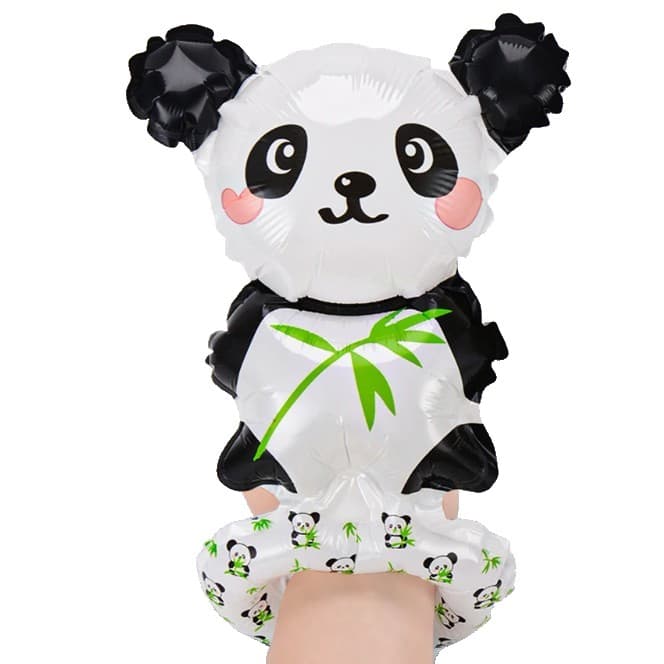 Balon din Folie Metalizata, Flippy, Figurine Animalute, Tip Bratara, Model Panda, 13 x 35 cm, Ambalaj Individual, Pai