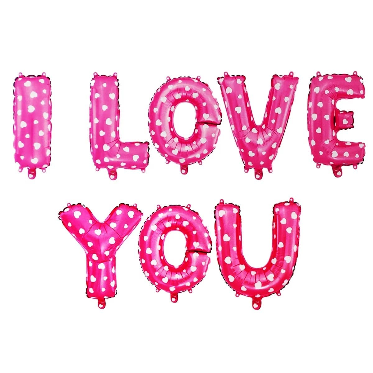 Set 8 Baloane din Folie Metalizata, Figurine Litere, Model I Love You, Tema Ziua Indragostitilor, 40 cm, Ambalaj Individual