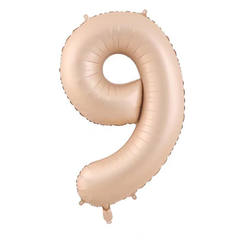 Balon din Folie Metalizata, Flippy, Figurina Cifra, Model 9, Tema Aniversare 100 cm, Ambalaj Individual, Pai Inclus, Umflare