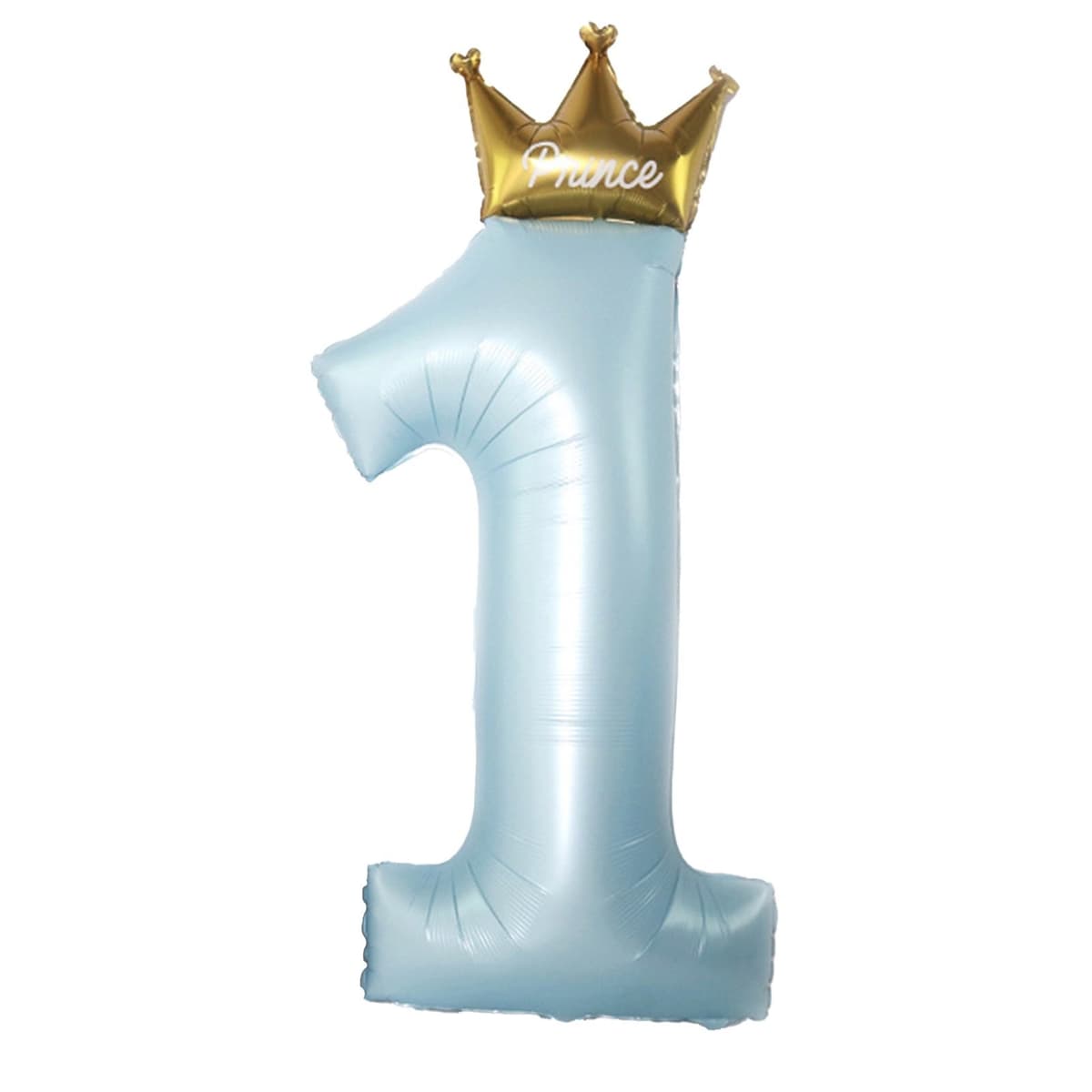 Balon din Folie Metalizata, Flippy, Figurina Cifra 1, Model Coroana Print, 91 cm, Ambalaj Individual, Pai inclus, Umflare cu