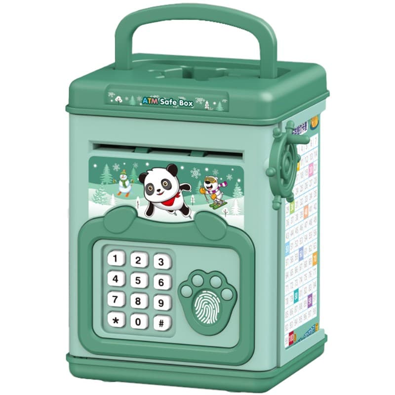 Pusculita pentru Copii, Flippy, pusculita pentru economii SMART BOX cu efecte sonore, Tip ATM, cu Parola cu Amprenta, din