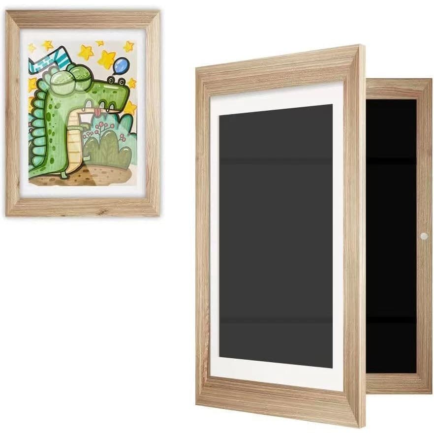 Rama Cutie pentru Foto si Cutie, Flippy, din Lemn, cu Spatiu Pentru Depozitare, Pentru Desene si Picturi A4, Sticla