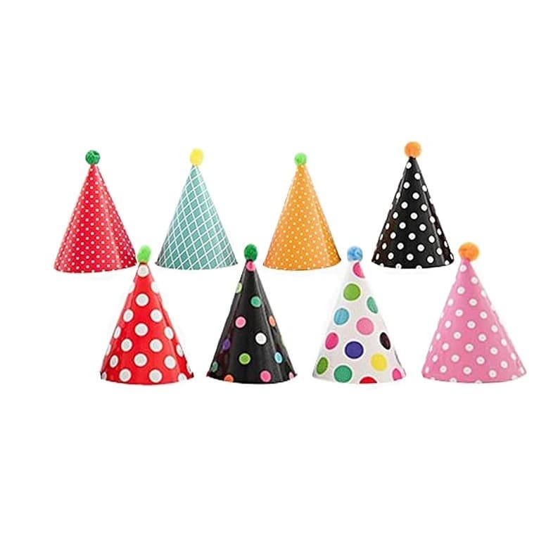 Set 6 Coifuri, Flippy, Petrecere Copii, din Carton, 24 x 13.5 cm, Model cu Buline si Dungi, Multicolor