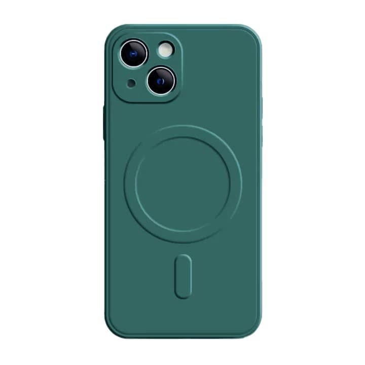 Husa Protectie, Flippy, Husa de Protectie Compatibila cu iPhone 14 Pro, Liquid MagSafe, Ring-Shaped, Magnetica, Verde