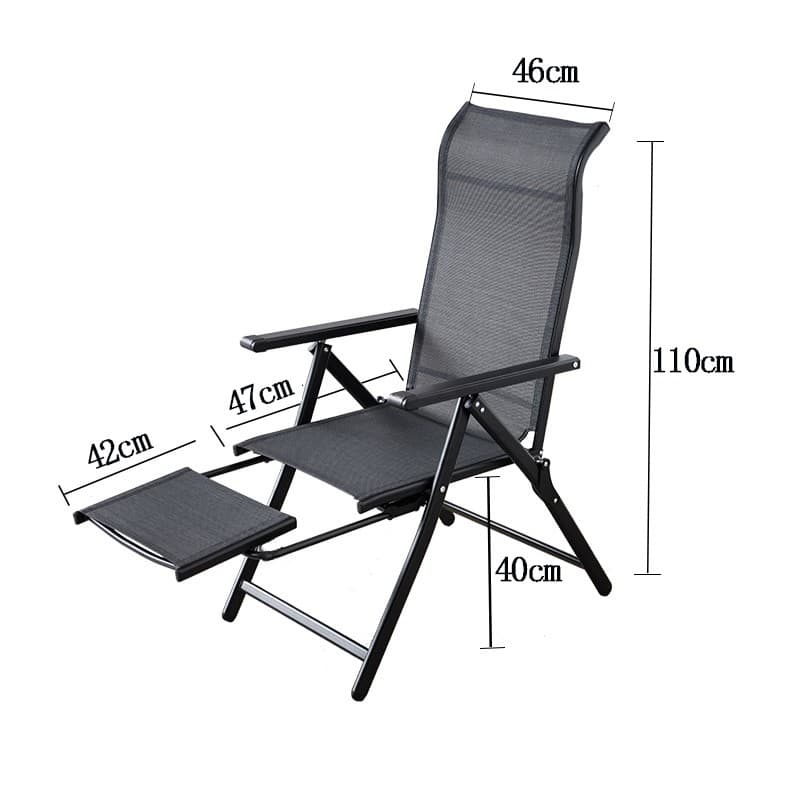 Scaun 2in1 de Gradina, Flippy, Sezlong, Suport Picioare, Pliabil, Cadru Metalic, Impermeabil, 47 x 110 x 46 cm, Negru