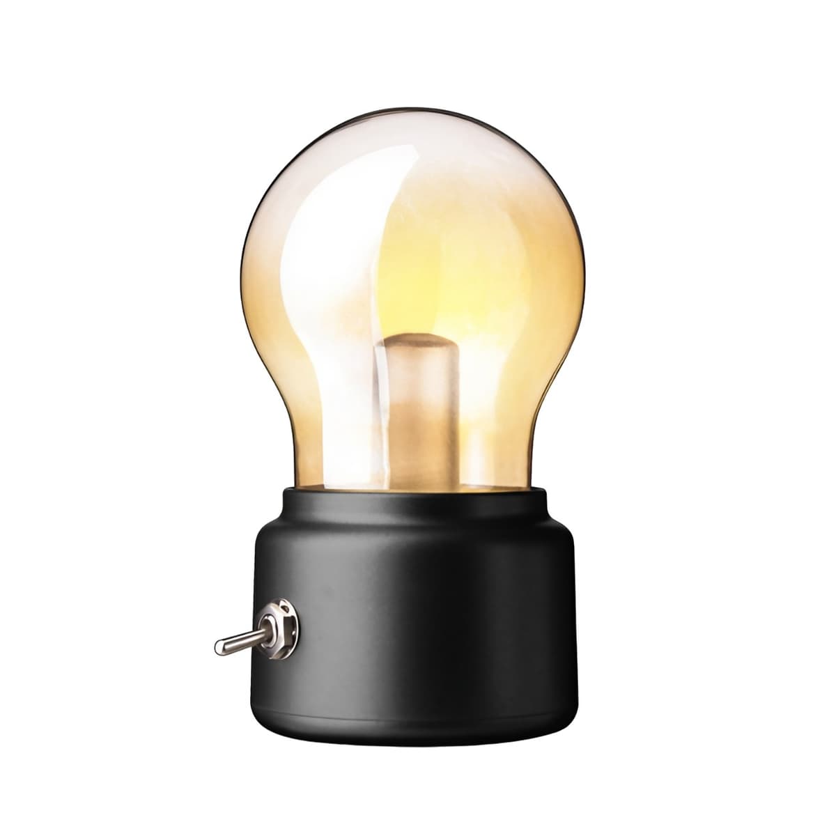Lampa LED Decorativa sub forma de Bulb, Retro pentru interior, Negru/ Transparent, 5 V, 500 mA, ABS, Lumina Calda, Incarcare