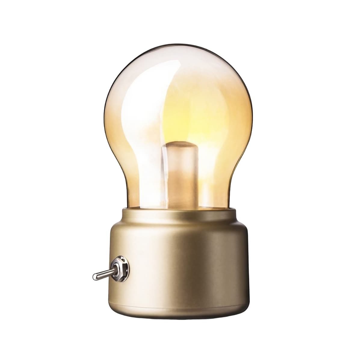 Lampa LED Decorativa sub forma de Bulb, Retro pentru interior, Bej/ Transparent, 5 V, 500 mA, ABS, Lumina Calda, Incarcare
