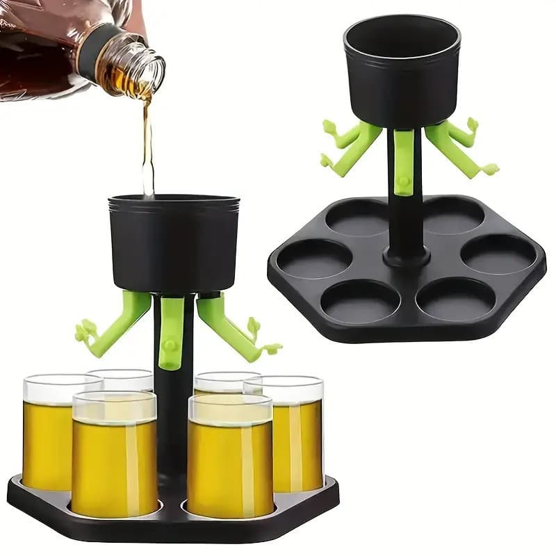 Dozator Hexagonal cu Suport pentru Shoturi, Flippy, 6 Pahare, Set Complet cu Ambalaj si Cutie, Dispenser, Divizor, Joc de