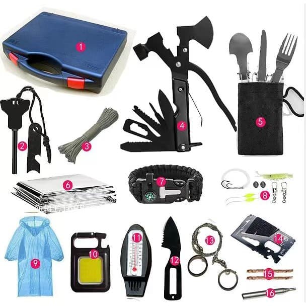 Kit Supravietuire Multifunctional Flippy, Instrumente Profesionale, Sub Forma de Trusa, pentru Camping, Drumetii si Aventuri