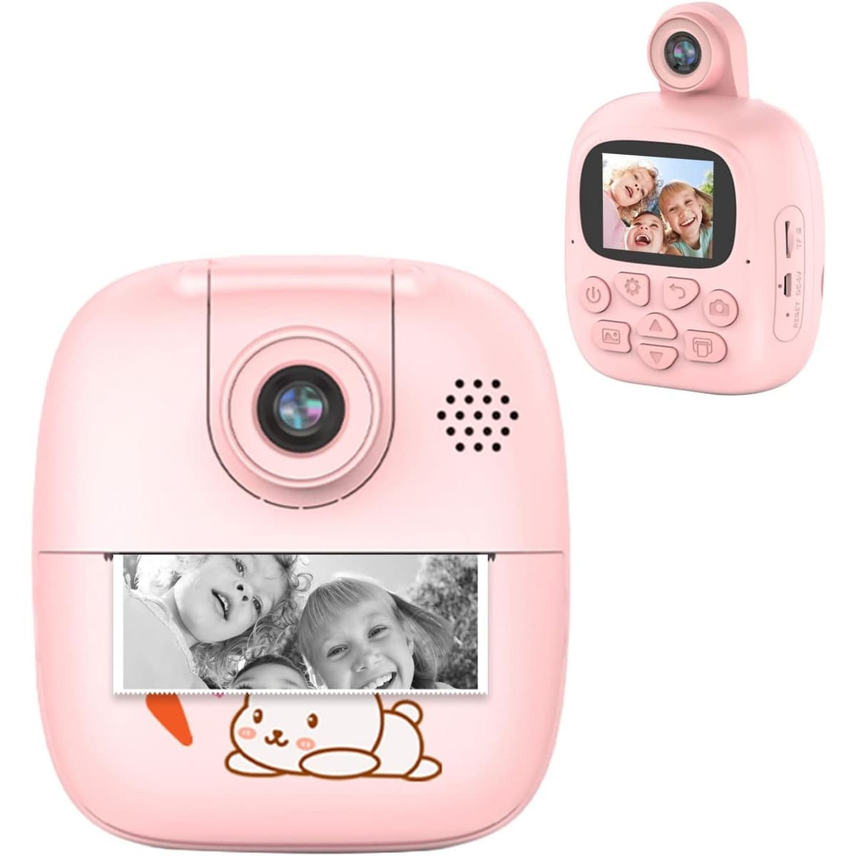 Camera Instantanee pentru Copii, Flippy, Camera Frontala + Selfie, cu Functie de Printare, Cablu USB-C, Bluetooth