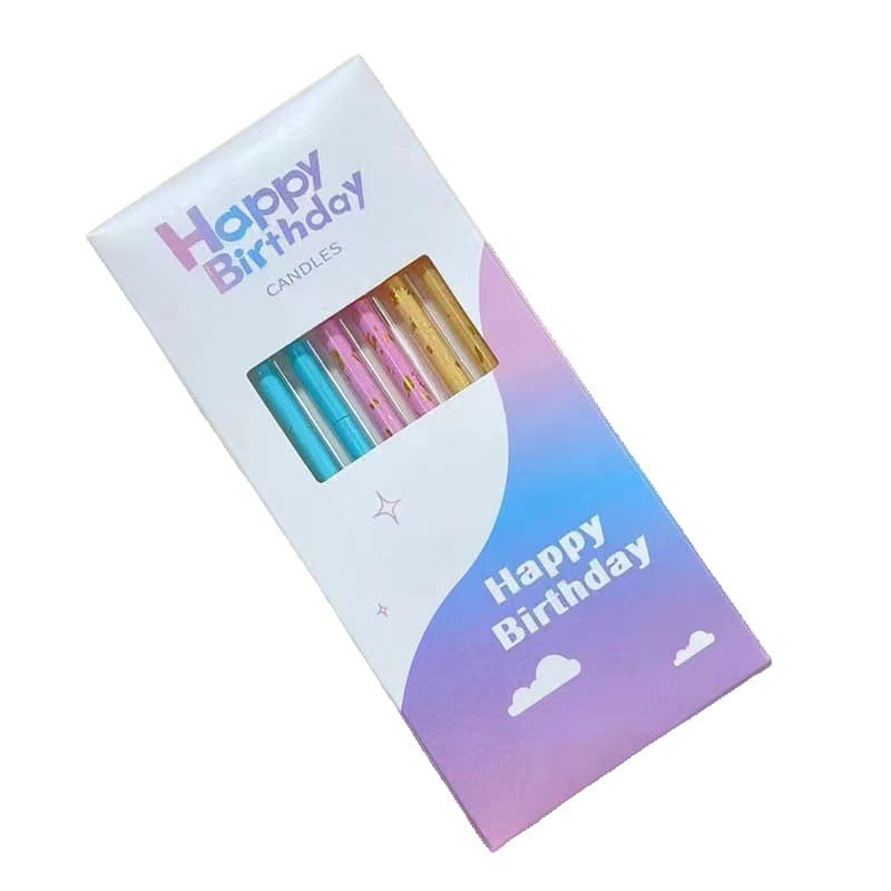 Set 6 Lumanari Lungi, Flippy, din Parafina, 10 x 0.5 cm, Happy Birthday, Multicolor