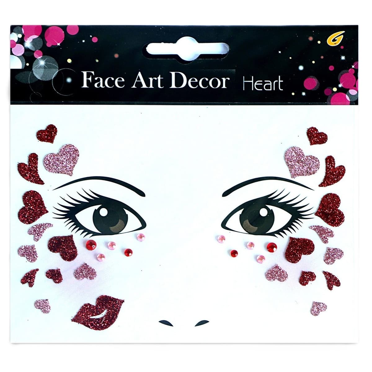 Sticker Temporar pentru Fata, Flippy, pentru Machiaj, Face Art, Halloween, Teatru, Tema Ziua Indragostitilor, Model cu