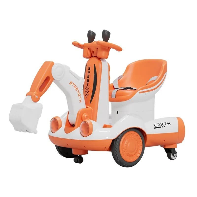 Excavator Electric, Flippy, pe 4 Roti Antiderapante, cu Telecomanda, Brat Controlat Electric, cu Telecomanda, +2 Ani