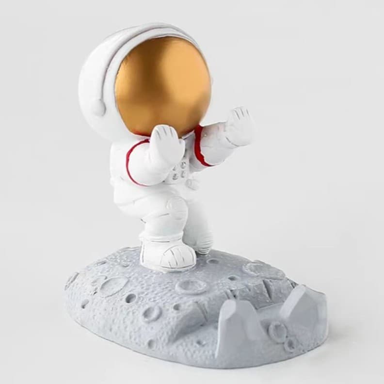 Suport pentru Telefon, Flippy, Suport de Birou pentru Telefon, Suport Telefon pentru Copii, Model Astronaut, Model 2, 9 x 8.5 x 6.5 cm, Plastic, Alb