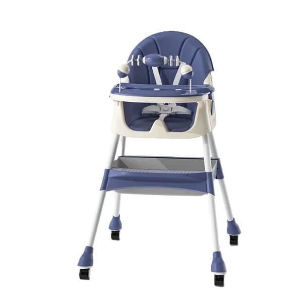 Scaun de Masa 2in1, Flippy, pentru Copii de la 6 luni - 5 Ani, Inaltime Reglabila, Centura in 5 Puncte, Tava de Masa, Roti cu Frana, Cos Depozitare, Jucarie Inclusa, 94 x 78 x 60 cm, Albastru/Alb