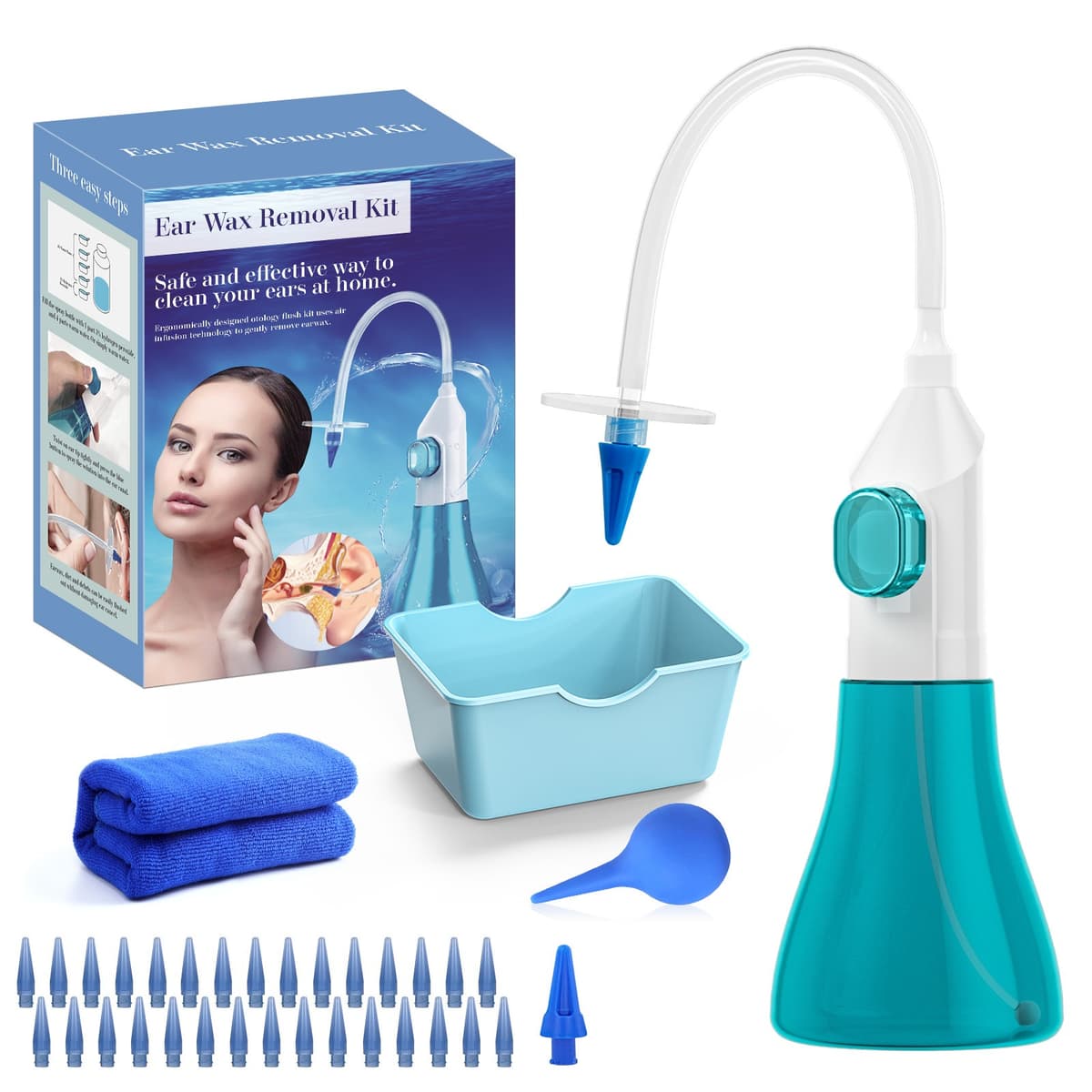 Dispozitiv de Curatare Urechi, Flippy, pentru Indepartare Ceara, Accesorii Incluse, din ABS+PC, Verde