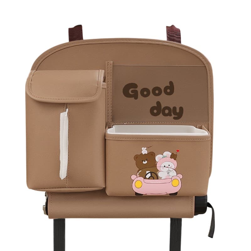 Geanta Multifunctionala de Depozitare, Flippy, pentru Bancheta din Spate a Masinii, Animat, Model Ursuleti, Scris Good Day